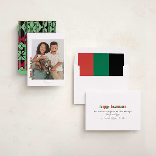 This is a diamond kwanzaa cards with standard by Debb W called colors of kwanzaa printing on recycled smooth signature in standard