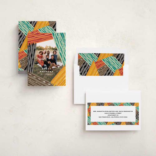 This is a licorice kwanzaa cards with standard by fatfatin called kwanzaa organic lines printing on recycled smooth signature in standard
