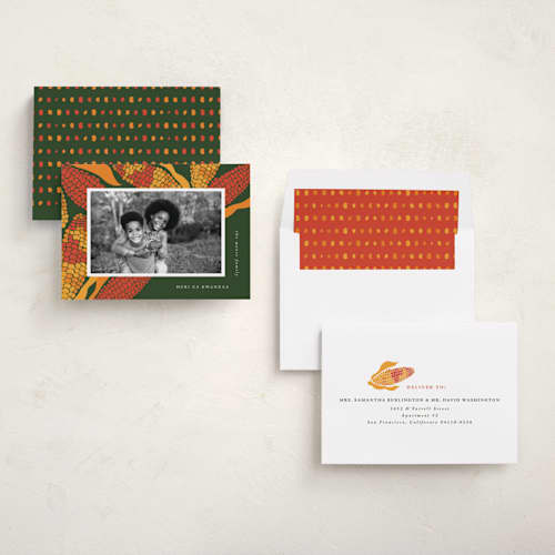 This is a gourd kwanzaa cards with standard by Corinne Malesic called kwanzaa corn printing on recycled smooth signature in standard