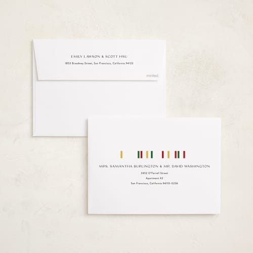 This is a onyx kwanzaa cards with standard by Pixel and Hank called kwanzaa boarder printing on recycled smooth signature in standard