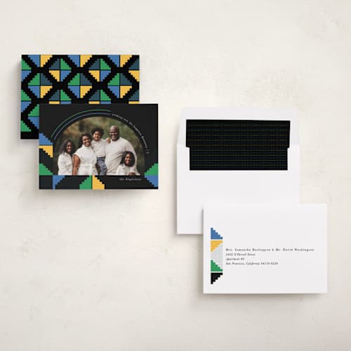 This is a ink kwanzaa cards with standard by Mansi Verma called kente printing on signature in standard