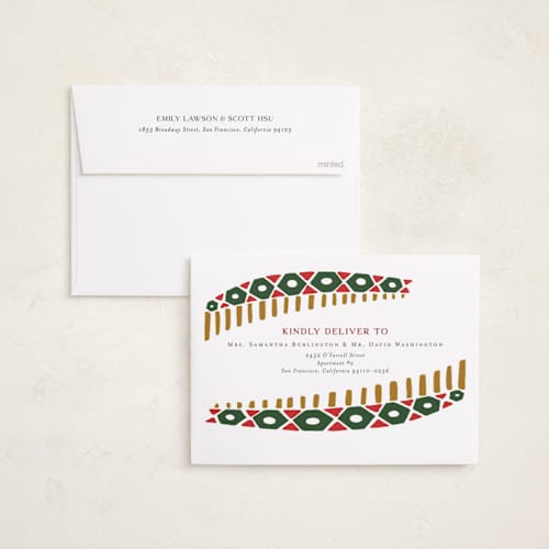 This is a rose kwanzaa cards with standard by Grae called festive flora printing on recycled smooth signature in standard