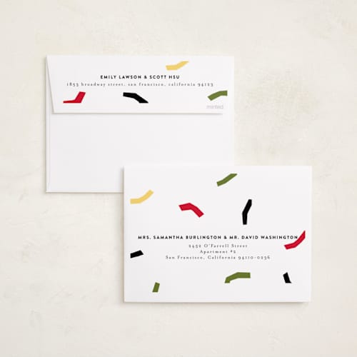 This is a cream kwanzaa cards with standard by Iveta Angelova called abstract confetti printing on recycled smooth signature in standard