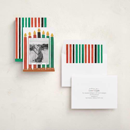 This is a cotton kwanzaa cards with standard by Angel Walker called kwanzaa joy printing on recycled smooth signature in standard