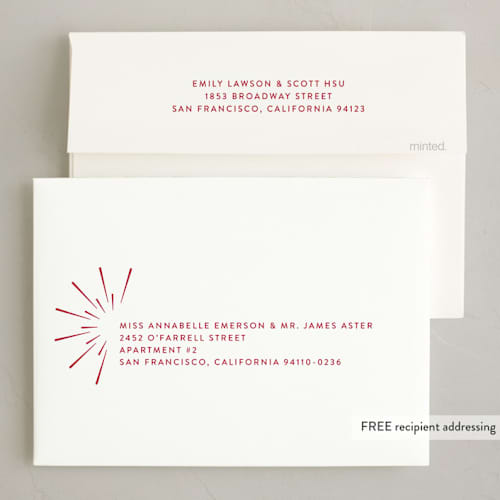 This is a garnet chinese new year cards with foil pressed by Heather Schertzer called lunar celebration printing on recycled smooth signature in standard