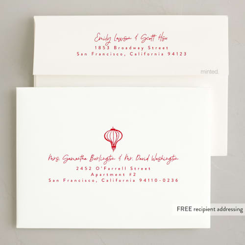 This is a peace chinese new year cards with foil pressed by Tamara Hilje called sketched lanterns printing on recycled smooth signature in standard