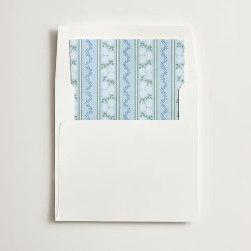 This is a nautical wedding envelopes with standard by Madhvi Samimi called hydrangea vines printing on signature in liner