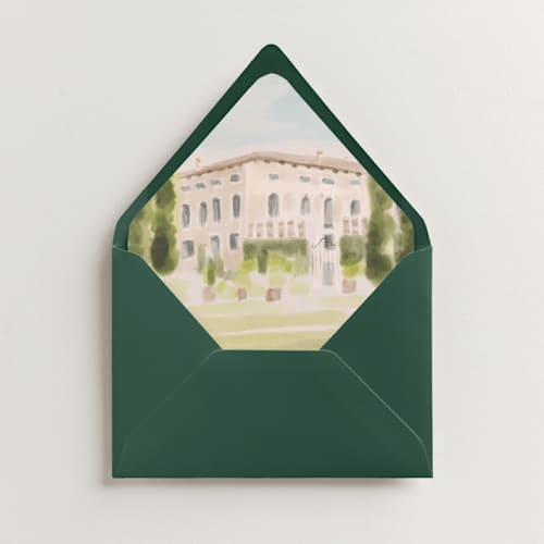 This is a flame wedding envelopes with standard by Pati Cascino called giardino printing on signature in liner