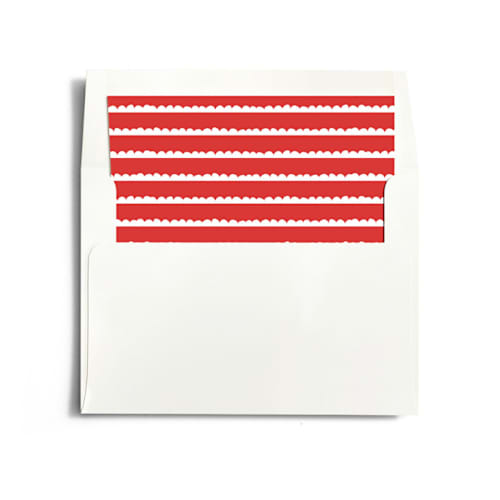 This is a cherry wedding envelopes with standard by Kristie Kern called happy retro script printing on signature in liner