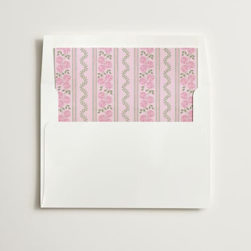 This is a blush wedding envelopes with standard by Madhvi Samimi called hydrangea vines printing on signature in liner