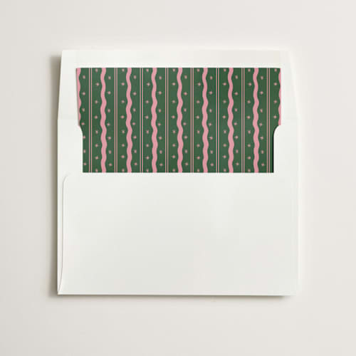 This is a forest wedding envelopes with standard by Lauren Jopling called green squiggle and stars printing on signature in liner