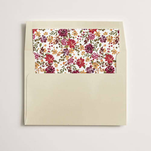 This is a harvest wedding envelopes with standard by Angela Marzuki called garland monogram printing on signature in liner