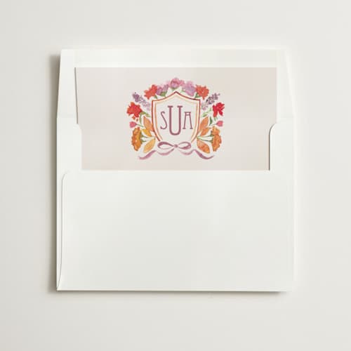 This is a autumn wedding envelopes with standard by Pink House Press called crest fall printing on signature in liner