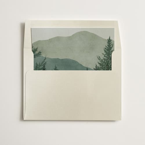 This is a jade wedding envelopes with standard by Elly called the forest printing on signature in liner