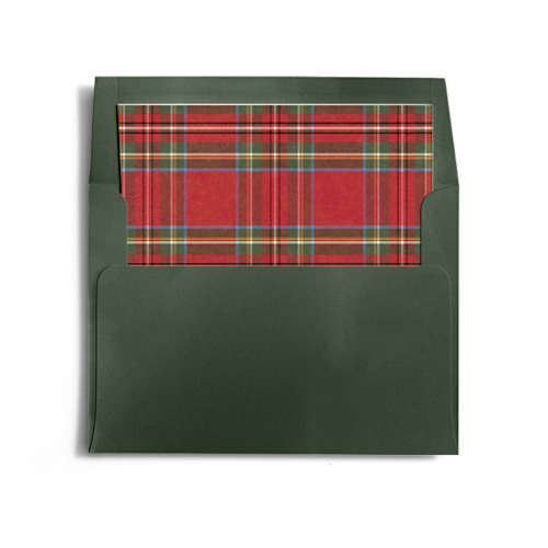 This is a stocking wedding envelopes with standard by Wildfield Paper Co called tartan printing on signature in liner