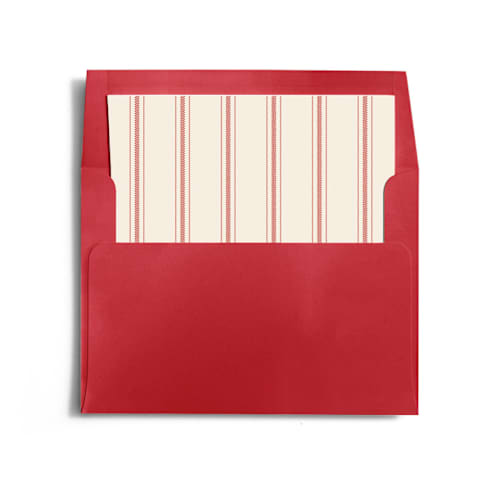 This is a santa suit wedding envelopes with standard by Everett Paper Goods called vintage striped printing on signature in liner