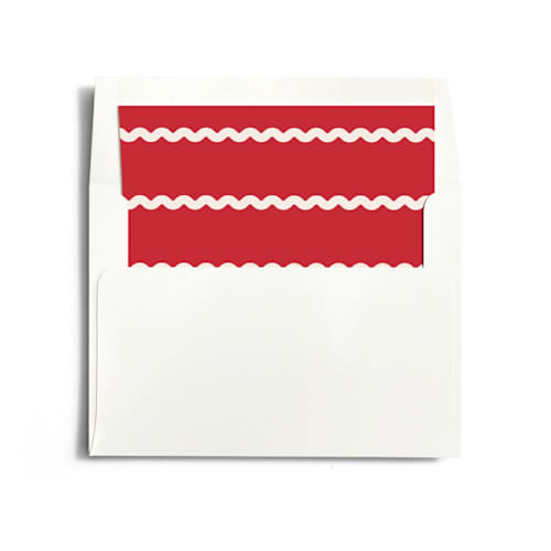 This is a cream wedding envelopes with standard by Carrie ONeal called rick rack printing on signature in liner