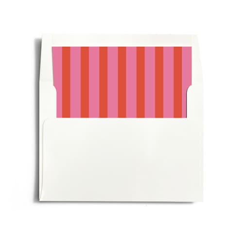 This is a strawberry wedding envelopes with standard by Morgan Kendall called cabana printing on signature in liner