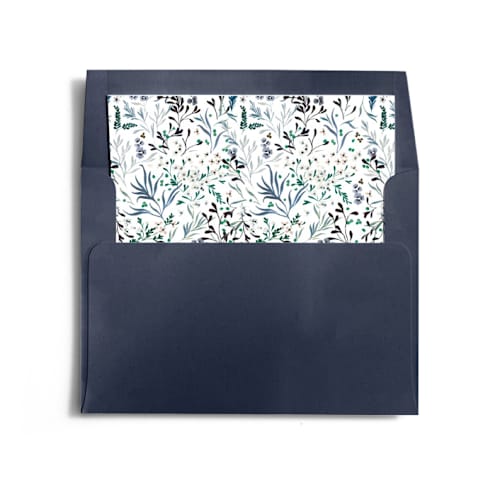 This is a pine wedding envelopes with standard by Kelly Ventura called wonderland floral printing on signature in liner