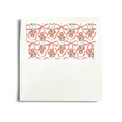 This is a latte wedding envelopes with standard by Jackie Crawford called wildflower holiday ribbon printing on signature in liner