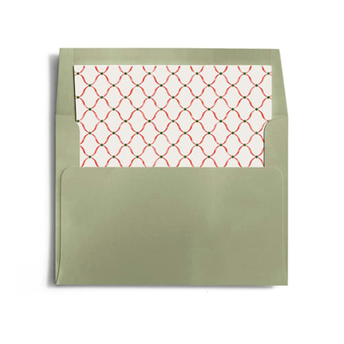 This is a poinsettia wedding envelopes with standard by Paper Sun Studio called vintage christmas printing on signature in liner