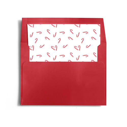 This is a snow wedding envelopes with standard by Lauren Chism called cutie candy canes printing on signature in liner