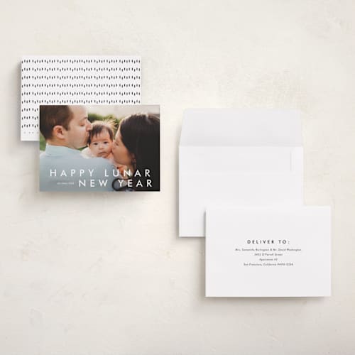 This is a cotton chinese new year cards with standard by Stacey Meacham called happy moments printing on recycled smooth signature in petite