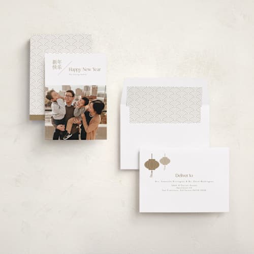This is a bamboo chinese new year cards with standard by Cass Loh called slash printing on recycled smooth signature in standard