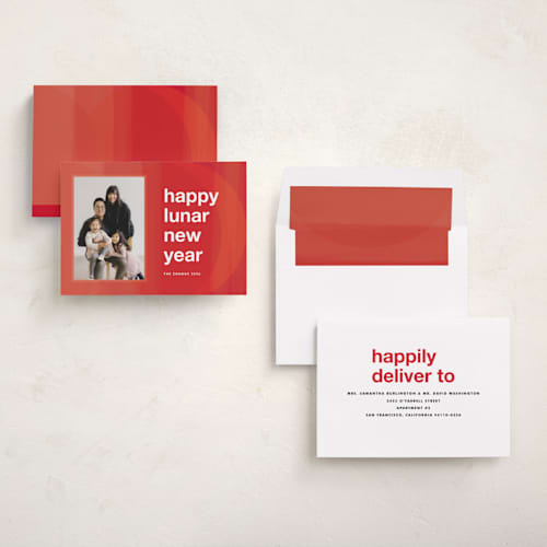 This is a rogue chinese new year cards with standard by Jennifer Lew called abstract crescent printing on recycled smooth signature in standard