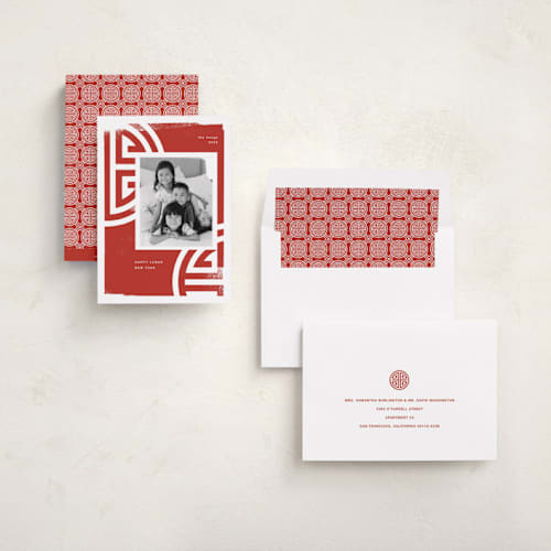 This is a jasper chinese new year cards with standard by Sumak Studio called good luck printing on recycled smooth signature in standard