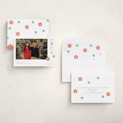 This is a winter chinese new year cards with standard by Cass Loh called plum blossom printing on recycled smooth signature in standard