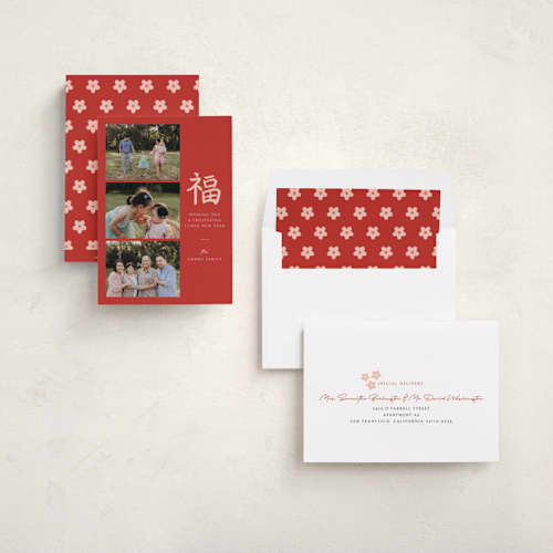 This is a ruby chinese new year cards with standard by Adelyn T. called chinese ink printing on recycled smooth signature in standard