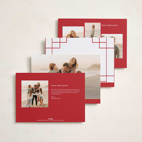 This is a crimson chinese new year cards with standard by Sejal Banker called gilded corners printing on recycled smooth signature in standard
