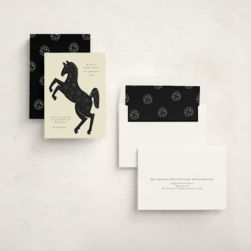 This is a ink chinese new year cards with standard by Ani Somi called new year horse printing on signature in standard
