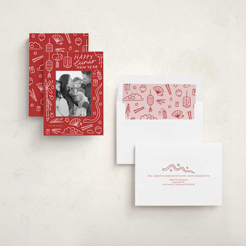 This is a jade chinese new year cards with standard by Abbigail Lim called lunar doodles printing on recycled smooth signature in standard