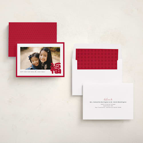 This is a red packet chinese new year cards with standard by Adelyn T. called prosperity printing on recycled smooth signature in standard