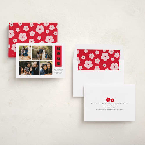 This is a firecrackers chinese new year cards with standard by Adelyn T. called lucky scroll printing on recycled smooth signature in standard