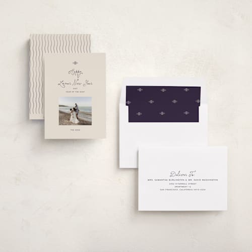 This is a midnight chinese new year cards with standard by Ani Somi called bound into the new year printing on recycled smooth signature in standard