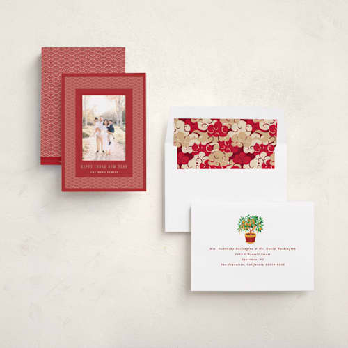 This is a cranberry chinese new year cards with standard by Sherley Ferreira called chinese new year printing on recycled smooth signature in standard