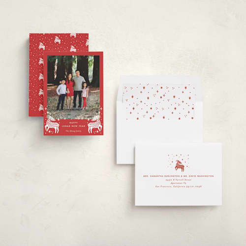 This is a peppermint chinese new year cards with standard by Bethan called lunar goat printing on recycled smooth signature in standard