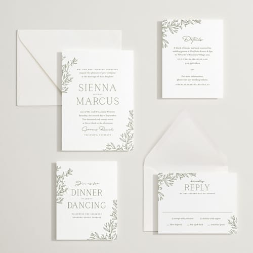 This is a artichoke letterpress wedding invitations with letterpress by Oscar and Emma - Karly Depew called beauty of nature printing on white cotton in standard