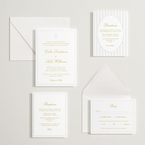 This is a chartreuse letterpress wedding invitations with letterpress by Ani Somi called calia printing on white cotton in standard