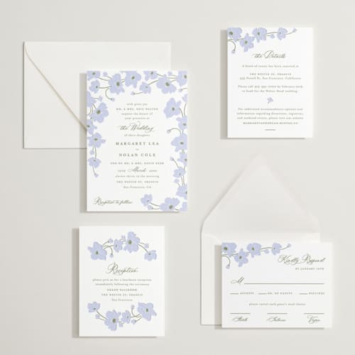 This is a vista letterpress wedding invitations with letterpress by letterfix called anemones printing on white cotton in standard