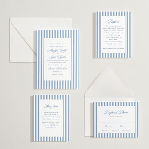 This is a pacific blue letterpress wedding invitations with letterpress by Morgan Kendall called catamaran printing on white cotton in standard