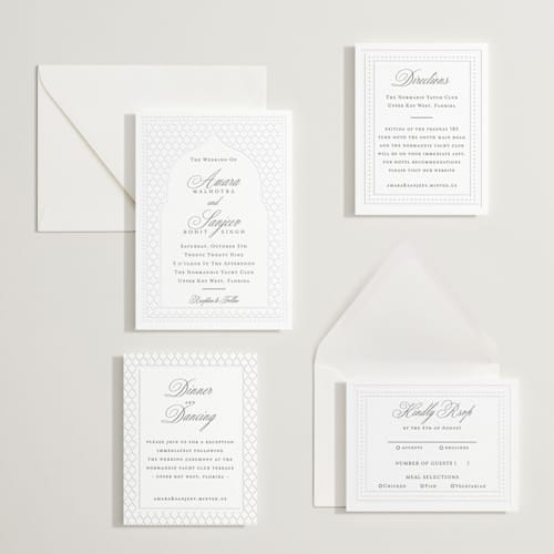 This is a soft black letterpress wedding invitations with letterpress by Oma N. Ramkhelawan called kamal printing on white cotton in standard