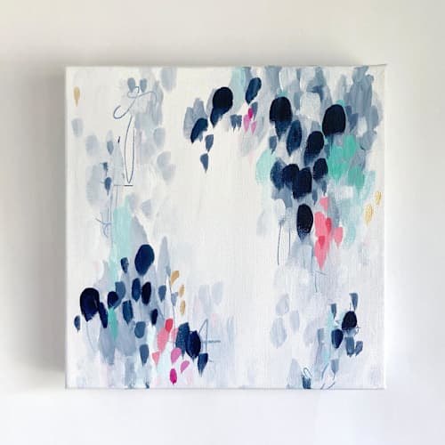 This is a blue original paintings by Holly Whitcomb called 'garden walk i' original painting in standard