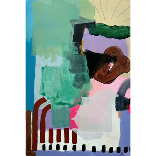 This is a multicolor original paintings by Nicole Simms called root beer float in standard