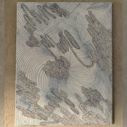 This is a white original paintings by Nina Leth called japandi in standard