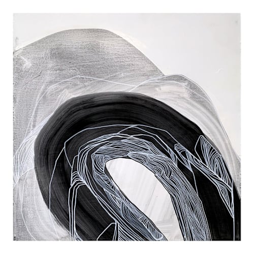This is a black original paintings by Kirsta Benedetti called delicate black in standard