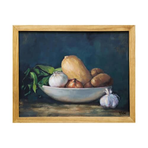 This is a blue original paintings by Wendy Keller called harvest in standard